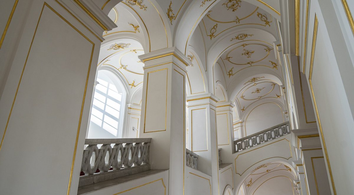 The ceremonial staircase inside Bratislava Castle