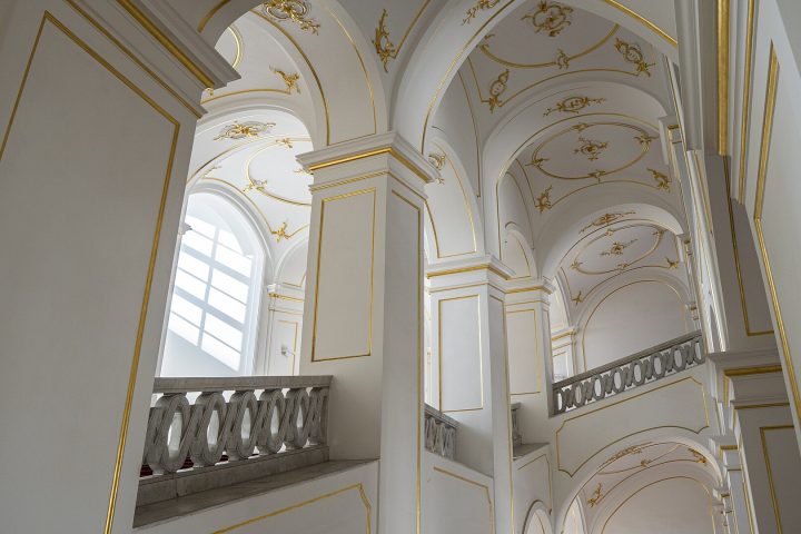 The ceremonial staircase inside Bratislava Castle